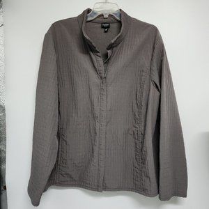 Eileen Fisher Woman Size 1X Plus Gray Full Zip Jacket Womens